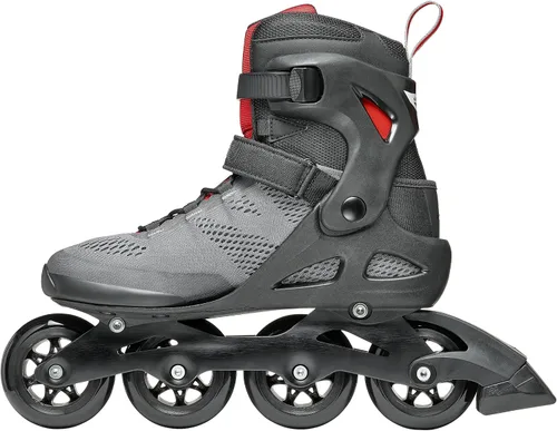 Vista 3 de Rollerblade Macroblade 84 Patines en línea para hombre, color gris oscuro y rojo, patines en línea de rendimiento