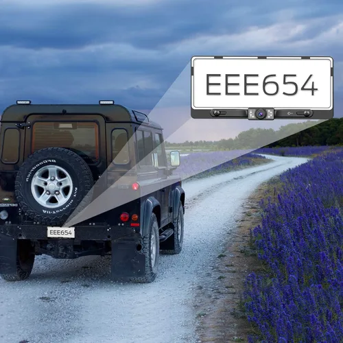 Vista 7 de Cámara de visión trasera con 7 LED de infrarrojos de alta definición visión nocturna impermeable ángulo de visión amplia de color placa de automóvil
