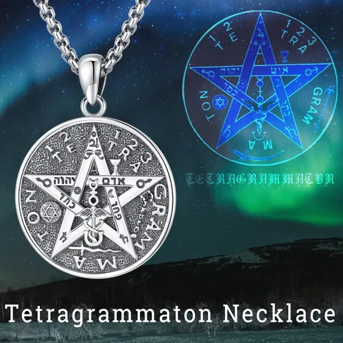 Vista 257 de Collar de pentagrama de plata de ley con triple luna, diosa celta, nudo celta, nudo de brujas, Ankh, sol y luna, Hécate, lilith, Santa Muerte