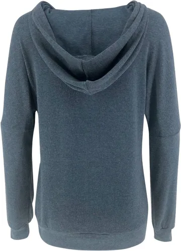 Vista 5 de PRETTODAY Sudaderas con capucha ligeras y casuales para mujer, de manga larga, con cordón blanco, holgadas, con bolsillo