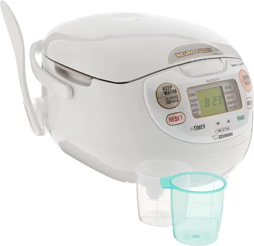 Vista 2 de Zojirushi Arrocera y calienta arroz Neuro Fuzzy, 5–1/2 tazas (crudas), calidad premium, color blanco, Blanco