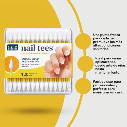 Vista 3 de Fran Wilson Puntas de algodón para uñas, 120 unidades (2 unidades) – La mejor herramienta de uñas, hisopos multiusos de doble cara con extremos
