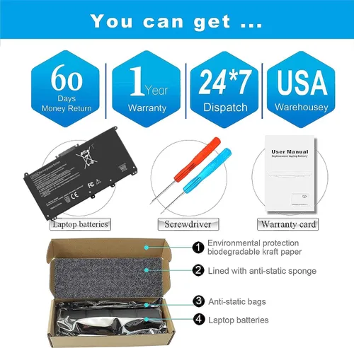 Vista 6 de L11119-855 HT03XL Batería Compatible para HP 14 Laptop 14-dq0040nr Toshiba Satellite