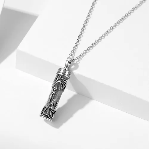 Vista 35 de Collar con colgante de urna de cenizas de cremación y árbol de la vida para mujer, plata de ley US1
