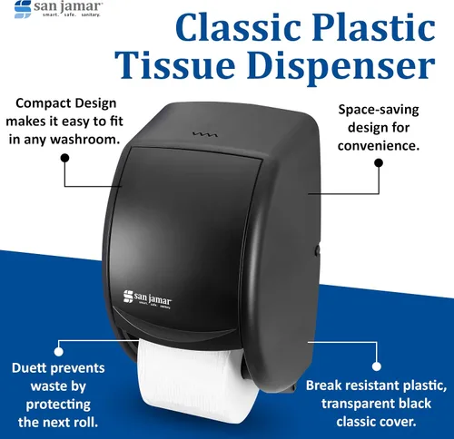 Vista 4 de Dispensador doble de papel de baño estándar San Jamar R3500TBK, color perla negra