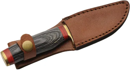 Vista 5 de SZCO - Cuchillo de caza de espiga completa de 7.25 pulgadas, cuchillo de bolsillo negro con hoja de acero inoxidable, mango de madera y funda