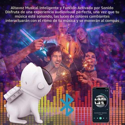 Vista 4 de Proyector de estrellas con luz nocturna de galaxia, proyector de estrellas astronautas con 21 modos de color, altavoz Bluetooth, ruido blanco