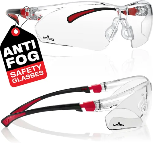 Vista 12 de NoCry Gafas de Tiro Transparentes para Hombres con Lentes Envolventes Antivaho y Resistentes a los Arañazos — Anteojos de Seguridad ANSI Z87