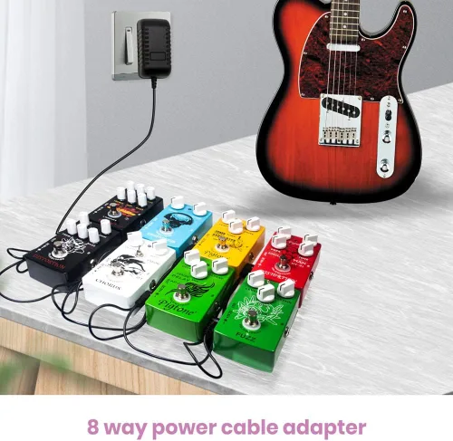 Vista 2 de Adaptador de fuente de alimentación de pedal de guitarra 9V DC 2A con cable de cadena margarita de 8 vías 2000mA