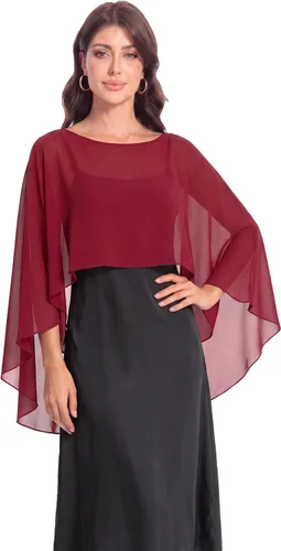 Vista 32 de Baoqiya Women's Shawls and Wraps for Evening Dresses Chiffon Cape verde ( Bean Green )