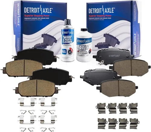 Vista 110 de Detroit Axle - Pastillas de freno para Ford F-150 99-03, 02 Lincoln Blackwood, Pastillas de freno de cerámica delanteras y traseras con repuesto