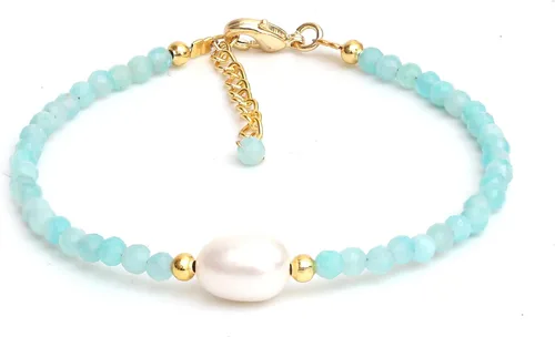 Vista 12 de Gempires - Pulseras de cuentas de cristal hechas a mano con joyería de perlas de agua dulce hipoalergénicas, chapadas en oro de 7.5 pulgadas
