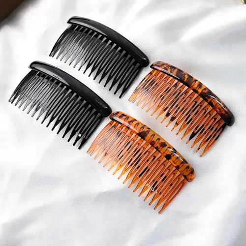 Vista 8 de Peine lateral de plástico para el cabello, juego de peines laterales de pelo francés rosa, peine giratorio de plástico, accesorios para niñas