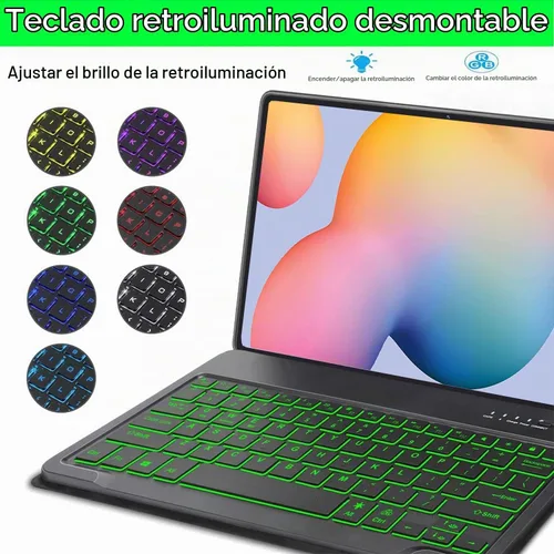 Vista 3 de Funda para teclado para Samsung Galaxy Tab S6 Lite de 10.4 pulgadas 2024 2022/2020 SM-P610/P613/P615/P619, funda para teclado Bluetooth inalámbrico