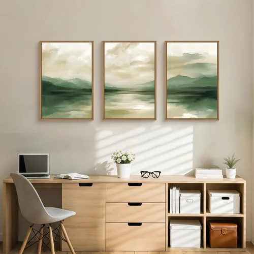Vista 190 de FWIEXA Juego de Arte de Lienzo Bohemio Enmarcado para Pared, Cuadros Botánicos Verde Salvia Decoración de Pared, Impresiones de Arte de Plantas