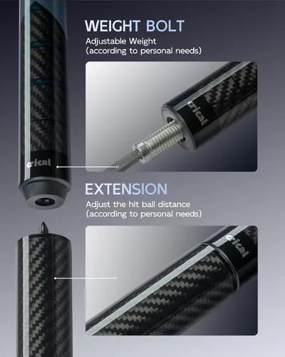Vista 8 de CRICAL 58-Inch Carbon Fiber Pool Cue Set, Low Deflection, 12.5mm Tip