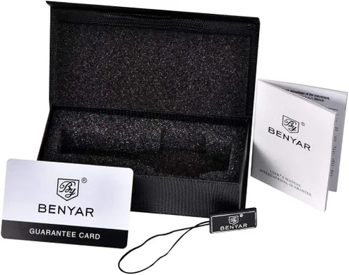 Vista 7 de BENYAR - Relojes de cuarzo para hombre cronógrafo de lujo impermeables a la moda de cuero marrón para hombre