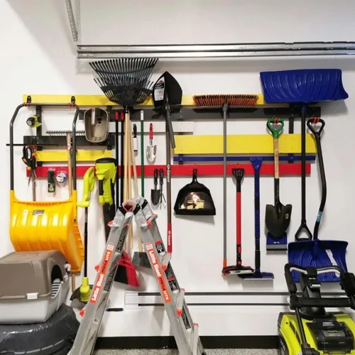 Vista 6 de Ganchos de almacenamiento de garaje de 6.7 pulgadas, ganchos de escalera resistentes, colgador y organizador de garaje de montaje en pared, paquete