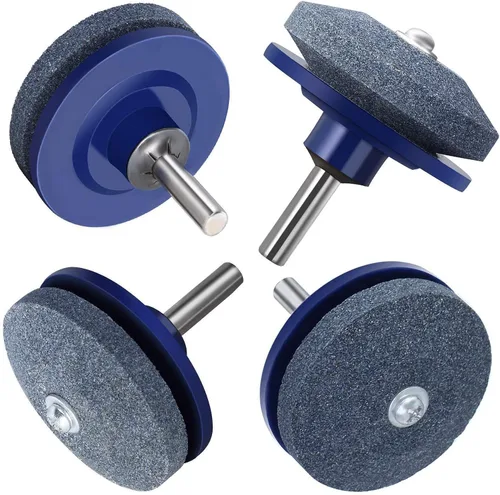 Vista 5 de Afilador de cuchillas para cortacésped, 4 piezas, universal, multiafilado, rotativo, afilador para taladro eléctrico, taladro manual y equilibrador