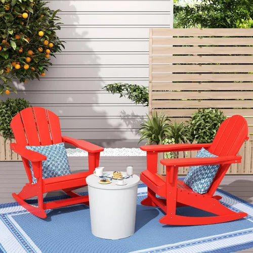 Vista 98 de WestinTrends Silla mecedora Malibu de poliéster para exterior/patio Adirondack, Negra