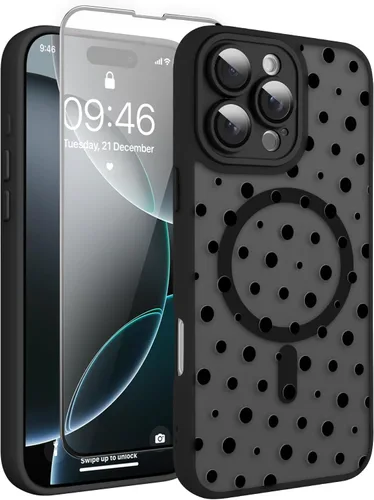 Vista 188 de Magnético para iPhone 13 con protector de pantalla [Compatible con MagSafe] Diseño de patrón floral de flores bonitas, funda delgada a prueba
