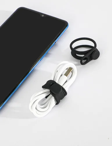 Vista 8 de Kanemc Paquete de 20 bridas de silicona para cables, organizador de cables
