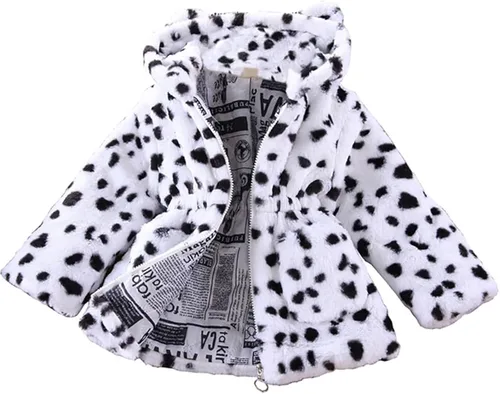 Vista 2 de Abrigo de forro polar de invierno para niñas pequeñas chaqueta de piel sintética con capucha para bebés