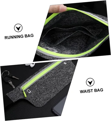 Vista 6 de YARNOW Running Waist Bag for Phones Up to Reflective Multifunctional Outdoor Pouch with Zipper Sweat-resistant Nylon Fitness Belt for Men and Women