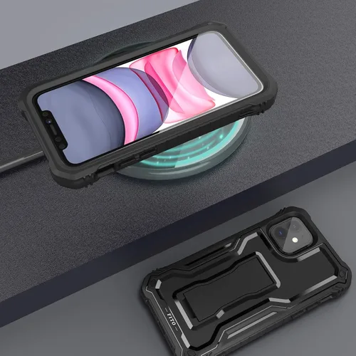 Vista 6 de FITO Funda compatible con iPhone 11, doble capa a prueba de golpes, resistente con protector de pantalla para iPhone 11 y iPhone XR de 6.1 pulgadas