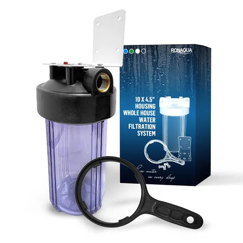 Vista 15 de Sistema purificador de filtro para toda la casa de 10 x 4.5 pulgadas de alta capacidad para agua de pozos o ciudades, botón de alivio de Verde