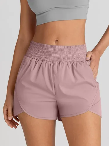 Vista 3 de AUTOMET Pantalones cortos deportivos para mujer, de cintura alta, para correr, gimnasio, entrenamiento, ropa deportiva casual con bolsillos 2026