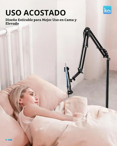 Vista 4 de UBeesize Soporte para Tablet para Cama y Piso, Soporte Ajustable para iPad de Servicio Pesado de 9.7 LB, Giratorio de 360°, Brazo Extensible