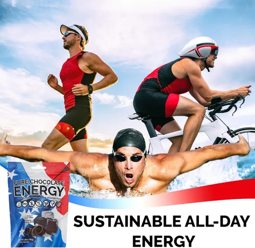 Vista 5 de Masticables energéticos de chocolate puro, con cafeína, chocolate negro (30 unidades)
