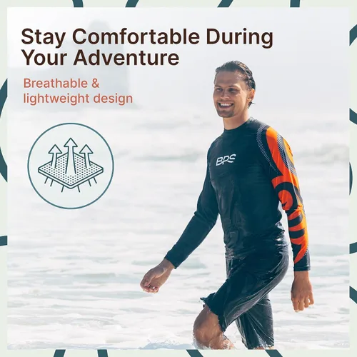 Vista 5 de BPS New Zealand Men's Long Sleeve Swim ShirtRash Guard with Sun Protection