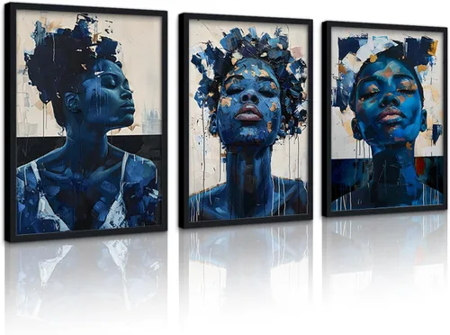 Vista 28 de MAMAGO Lienzo decorativo para pared, pintura de belleza dorada y negra, fotos de mujeres africanas, hermosos pósteres de mujer negra, impresiones
