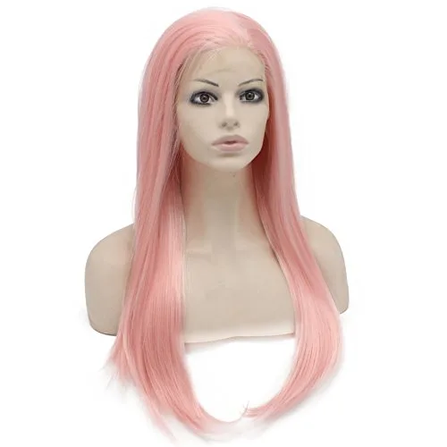 Vista 2 de mxangel Long Straight Celebrity sintético Lace Front Natural rosa cosplay Party peluca