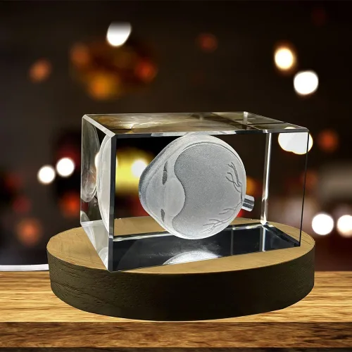 Vista 3 de Arte de ojos para oftalmólogos Recuerdo de cristal grabado en 3D Regalo para médico Coleccionable Recuerdo Regalo personalizado con foto
