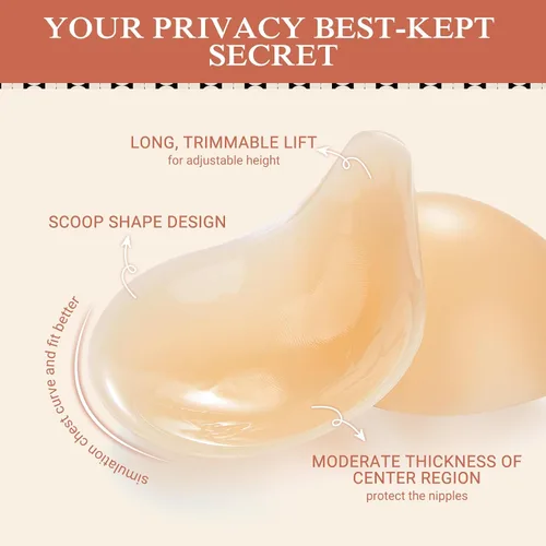 Vista 3 de Sticky Bra Push Up 2 Pairs, Strapless Backless Adhesive Bra Invisible Lift bra, Nipple Covers Silicone Pasties