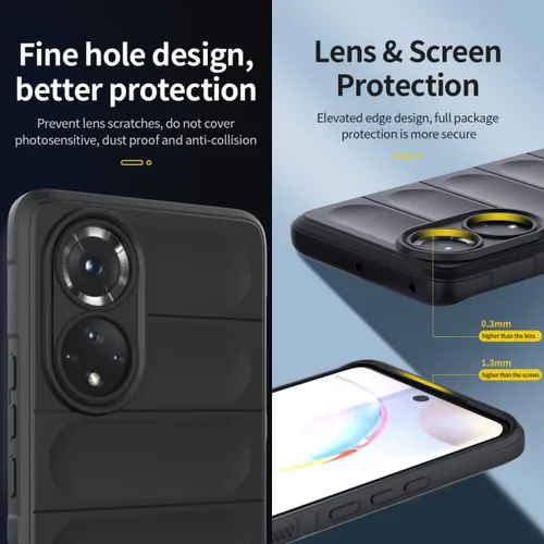 Vista 2 de Funda de teléfono con bolsa de aire para Huawei Nova 9, forro de microfibra para Honor 50, funda de silicona linda delgada suave antideslizante Negro