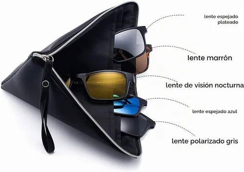 Vista 5 de JIM HALO 5 lentes de sol polarizados con clip magnético, marco de plástico Estilo Rectángulo 2247
