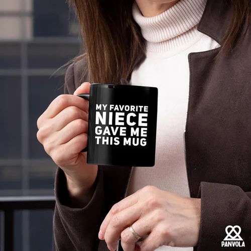 Vista 6 de Panvola Mi Sobrina Favorita Me Dio Esta Taza - Taza Divertida para Tío y Tía, Regalos de Sobrina y Sobrino, Día de la Madre, Día del Padre, Negro