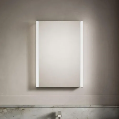 Vista 2 de Kohler K-81144-SLE-DA1 Maxstow Botiquín con luz LED, puerta de espejo y estantes escalonados, marco rectangular, 17" x 24