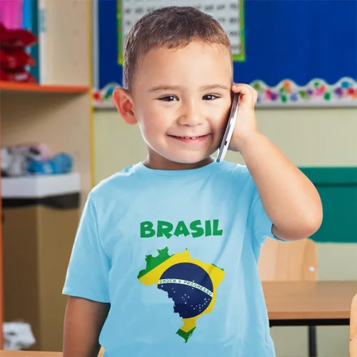 Vista 2 de Camiseta para niños pequeños Brasil Brasil Algodón Brasil Niño & Niña Ropa Bebé Divertido Tee Solo un diseño blanco