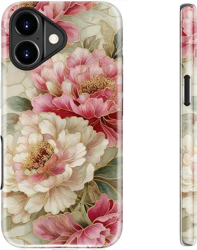 Vista 132 de bemal Funda para iPhone 12 Mini, estética, vintage, floreciente, peonía, concha, femenina, compatible con MagSafe, moderna, única, moderna, moderna
