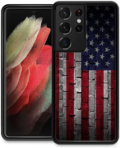 Vista 12 de Funda compatible con Samsung Galaxy S21 Ultra, funda protectora de madera con bandera estadounidense antideslizante y a prueba de golpes