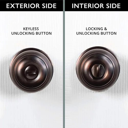 Vista 6 de Ilyapa - Pomo de puerta para interiores del hogar, manija redonda para puerta sin llave, color bronce aceitado Locking, For Bedroom or Bathroom