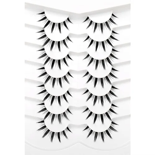 Vista 105 de Pooplunch - Pestañas postizas estilo ojo de gato, extensión de volumen 8D natural, finas, cortas, de visón sintético, tiras de pestañas postizas