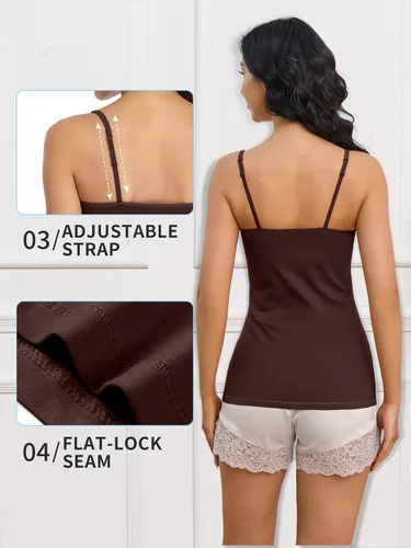 Vista 120 de Camisa Attraco de algodón, con tirantes estilo espagueti, con brasier incorporado, 2 paquetes, para mujer