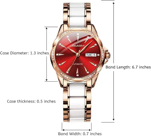 Vista 7 de OLEVS Reloj automático de cara grande para mujer reloj de vestir automático acentuado con diamantes para mujer cristal de zafiro resistente al agua