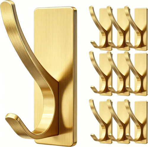 Vista 14 de Ganchos autoadhesivos para colgar: gancho de pared de acero inoxidable resistente para toallas, mochilas, sombreros, baño, recámara, puerta, gancho
